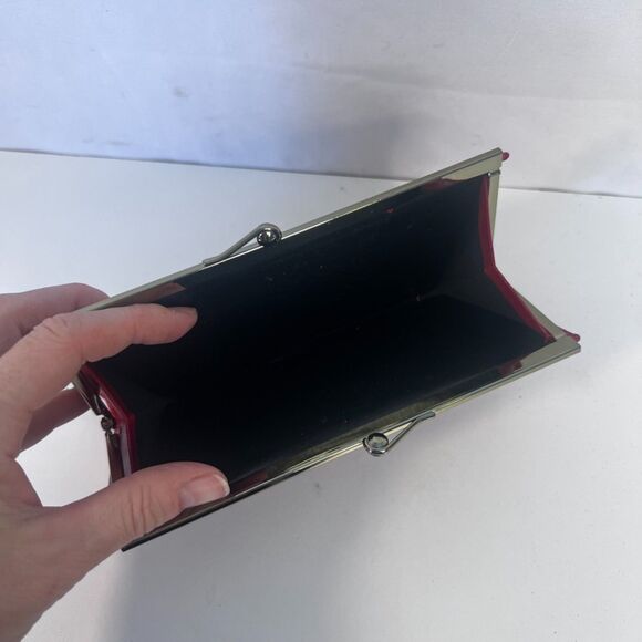 Oggi Domani Red Leather NEW Faux Croc VTG Kiss Lock Change Purse Chic Sassy - Picture 5 of 6